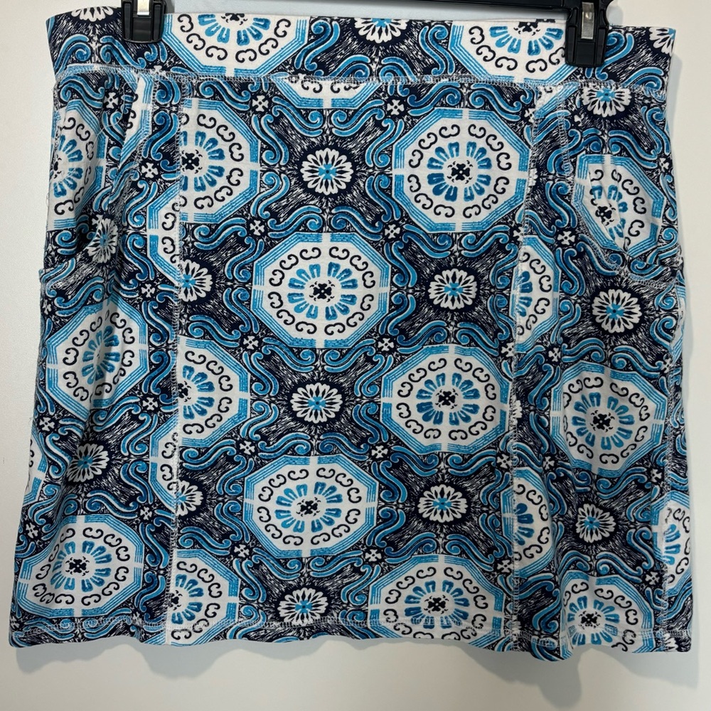 Caribbean Joe Mid Ocean Print Mini Pull-on Skirt size large